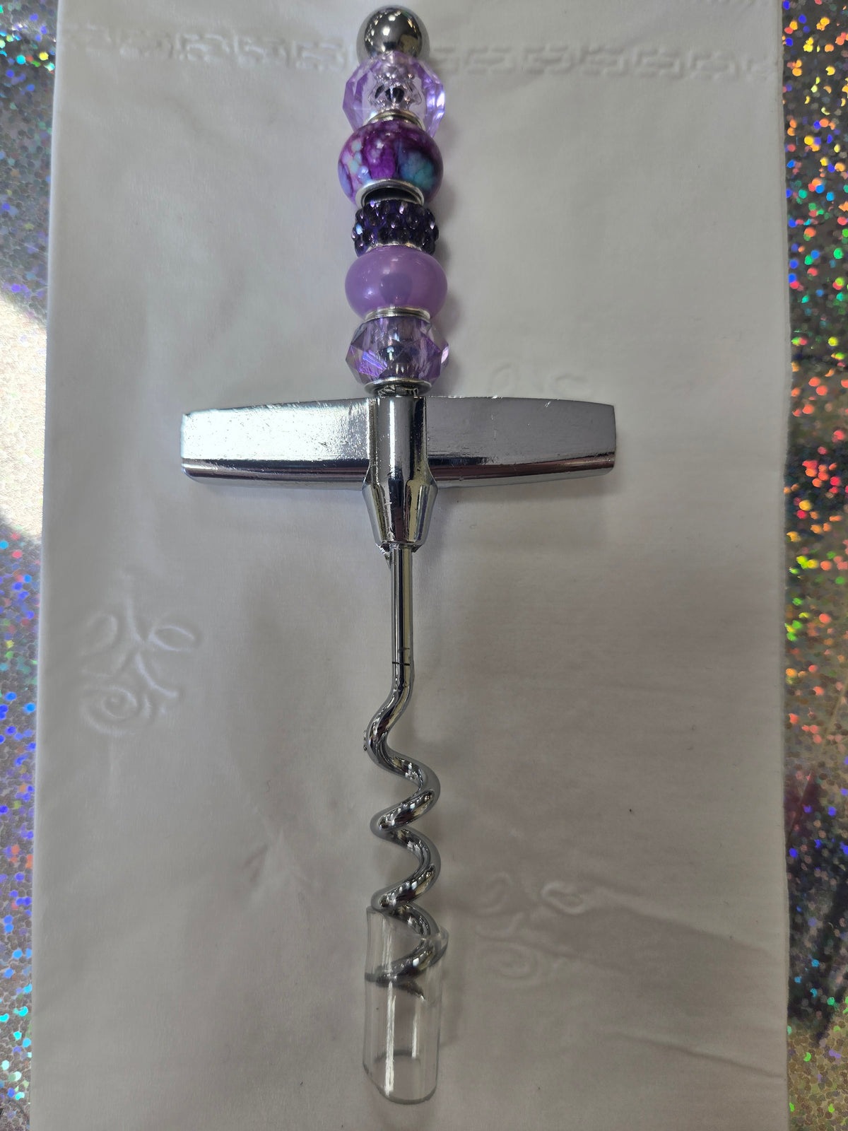 W20 Purple Beaded corkscrew
