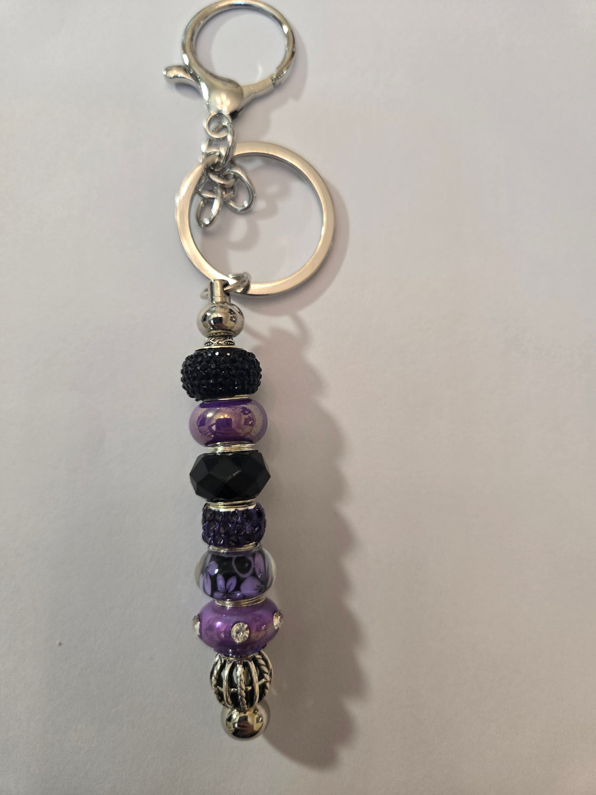 SL24 Black and Purple Beaded Keychain