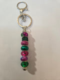 SL21 Magenta and Green Beaded Keychain