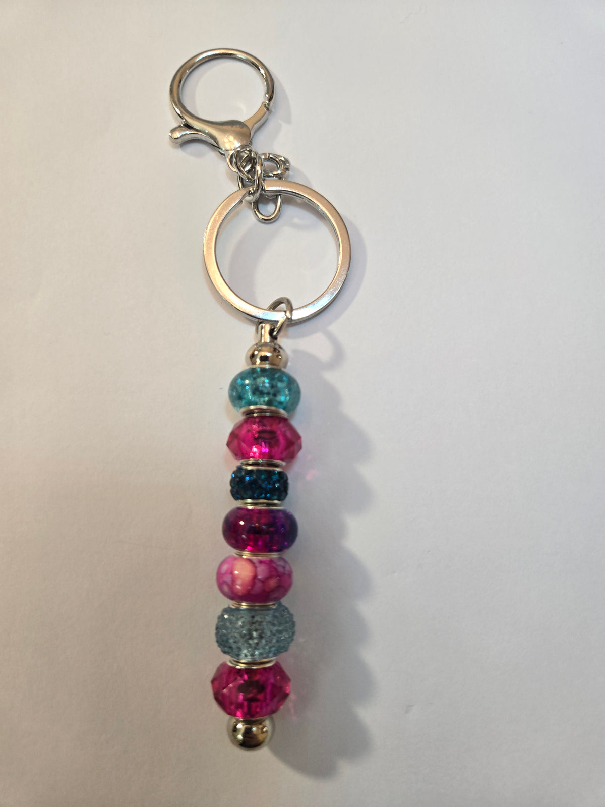 SL29 Teal and Magenta Beaded Keychain