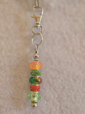 GS7 Orange and Green Beaded Keychain in Silver