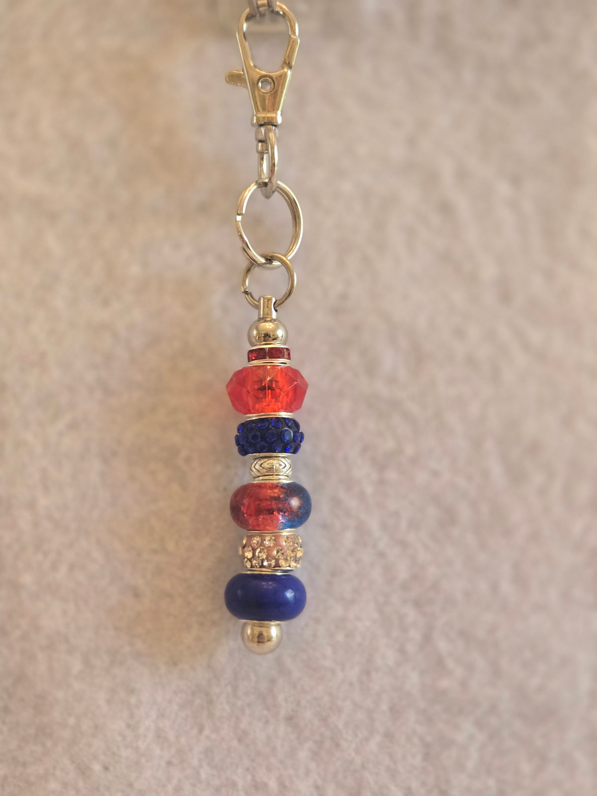 GS6 American Pride Beaded Keychain in Silver