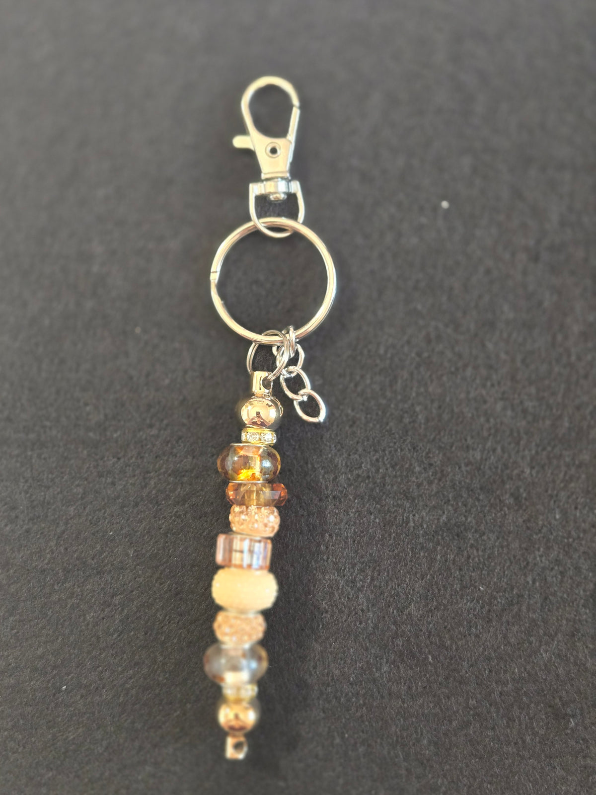 SL15 Brown and Cream Beaded Keychain