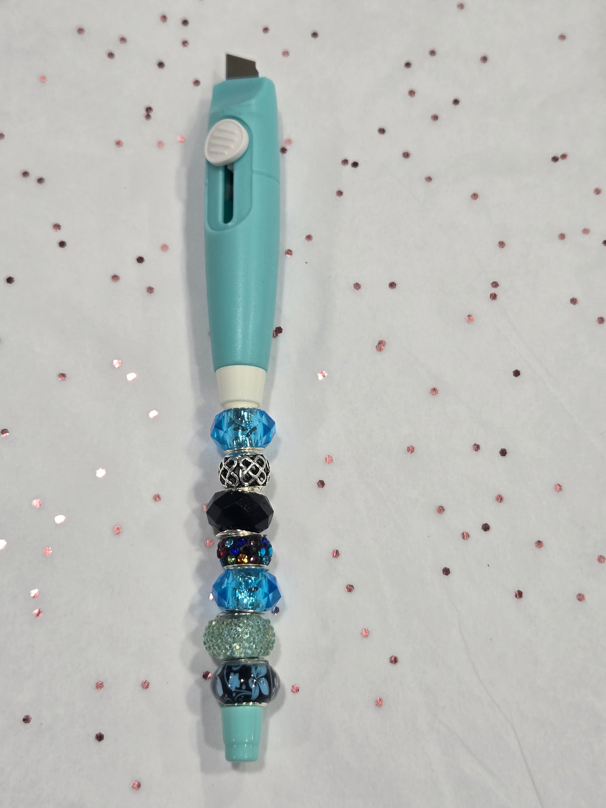 BC9 Teal and Black Beaded Box Cutter